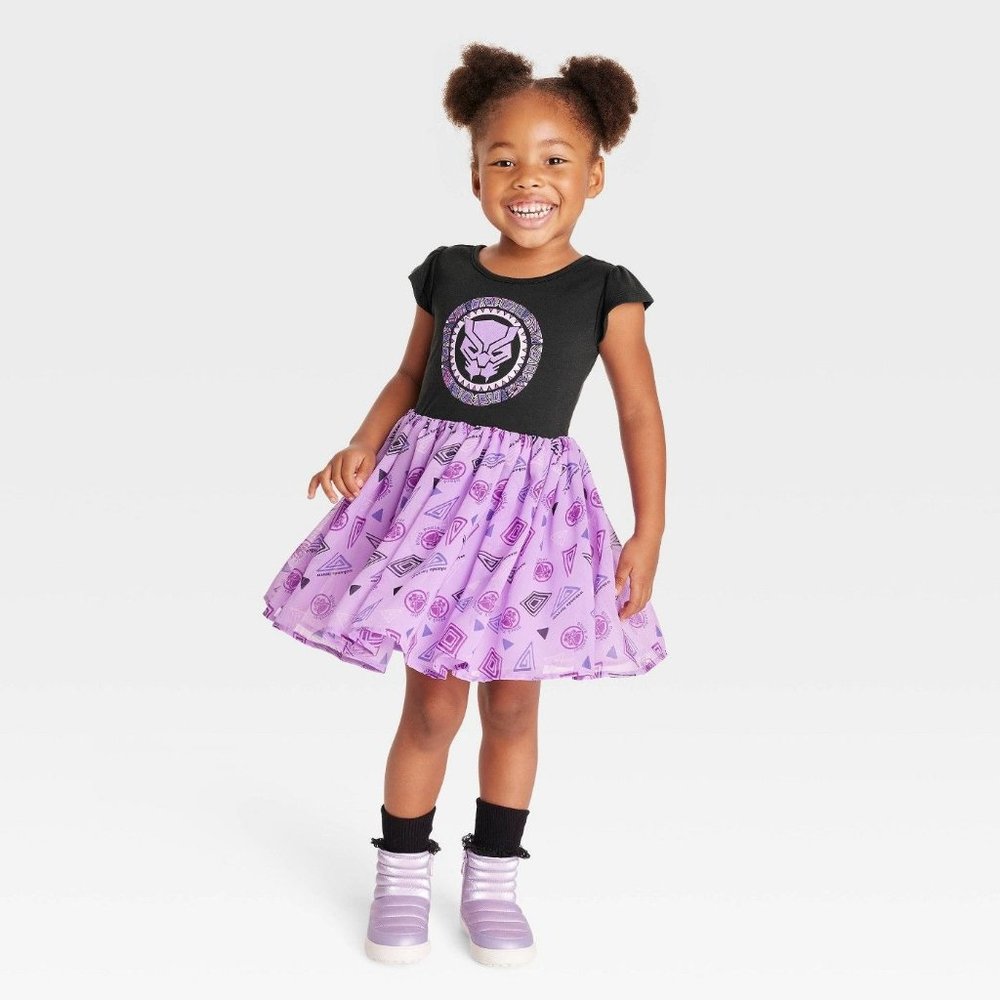 Toddler Girls' Marvel Black Panther Knitted Tutu Dress Black 3T